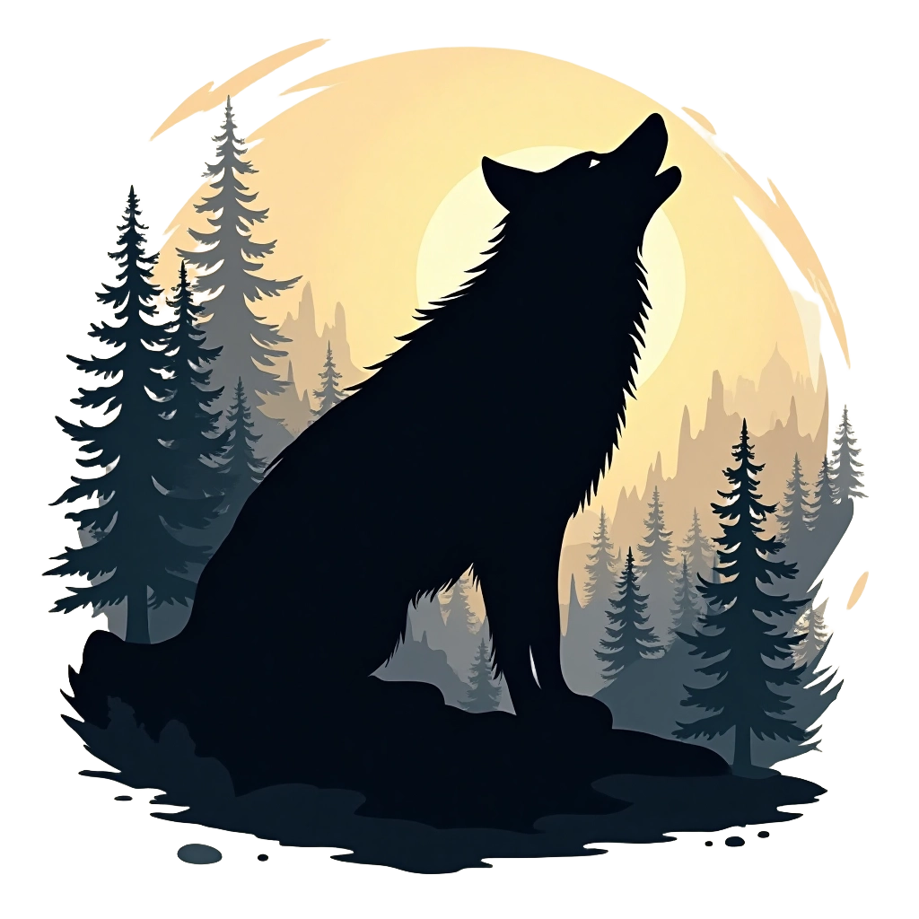 Howling Wolf in the Moonlight